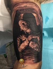 Black and Grey Mummy Tattoo