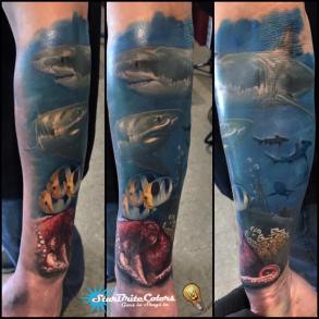 Color Ocean Scene Tattoo