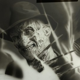 Black and Grey Horror Themed WIP - Airbrushed Canvas by Cesar