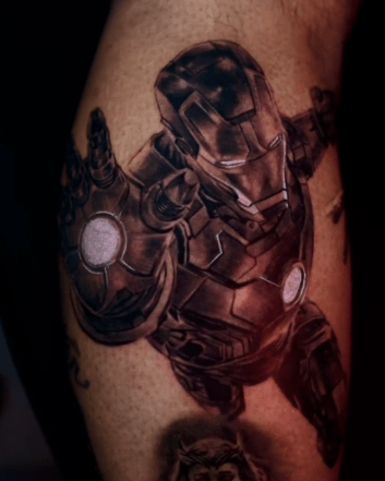 Black and Grey Iron Man Tattoo