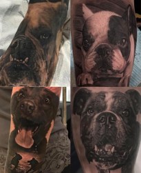 Black And Grey Dog Portrait Tattoos