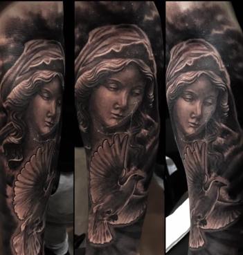 Black and Grey Realistic Angel Statue