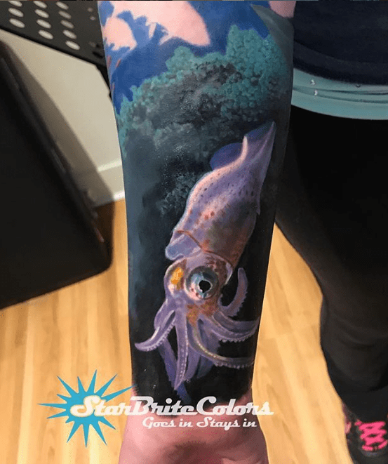 Color Baby Squid Undersea Tattoo