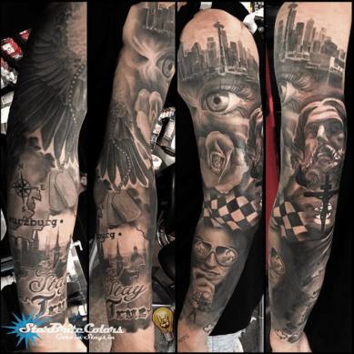 Black and Grey Full Sleeve Tattoo
