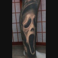 Black and Grey Realism Ghostface Tattoo Sleeve