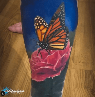Color Monarch Rose Tattoo