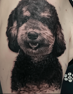 Black and Grey Puppy Portrait Tattoo