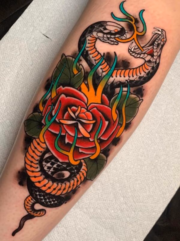 2 headed snake and rose