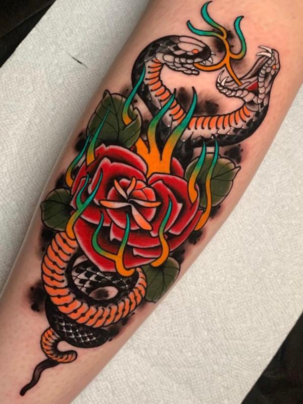 2 headed snake and rose