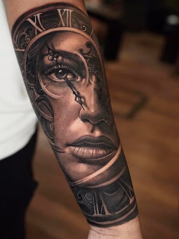 Woman with clock