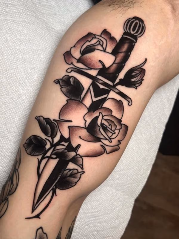 Dagger and roses
