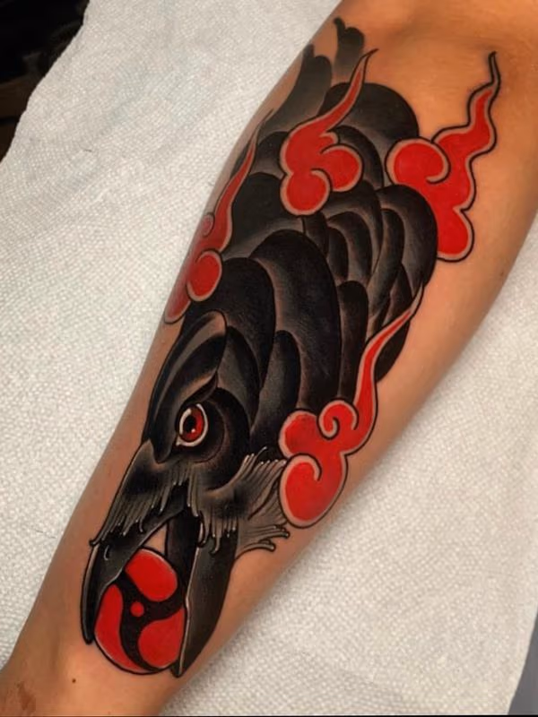 Raven with Naruto symbol
