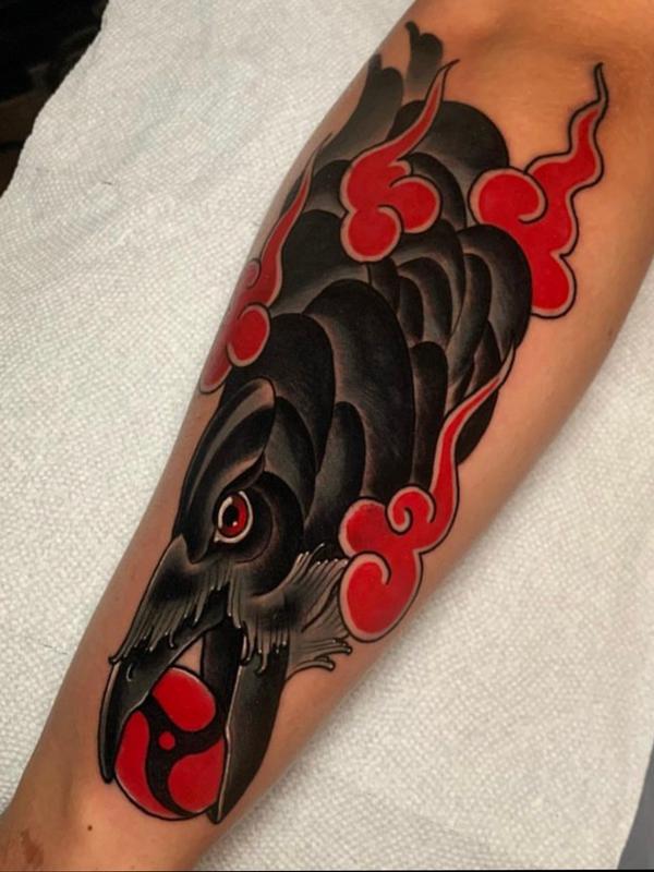 Raven with Naruto symbol