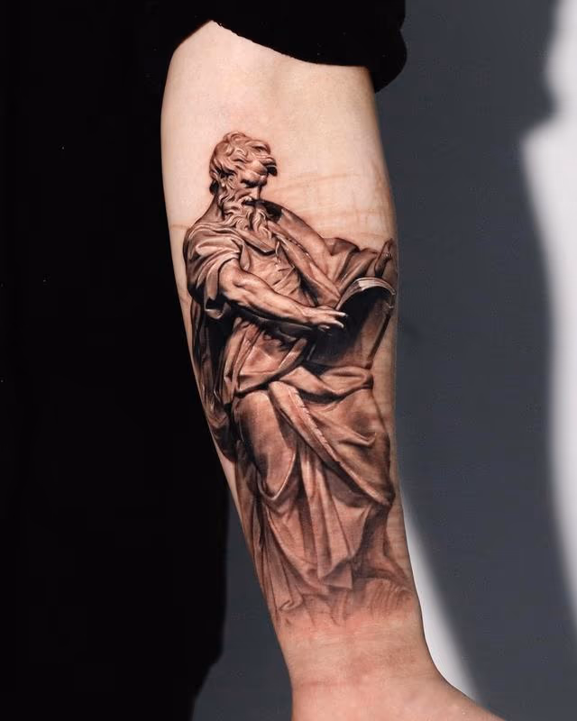 St. Matteo Scar Coverup Tattoo