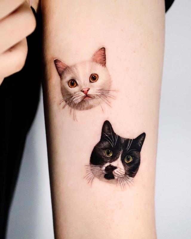 Realistic Cat Portraits Tattoo