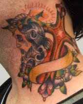 Religious neck tattoo