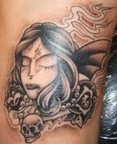 Custom girl face tattoo