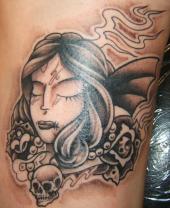 Custom girl face tattoo
