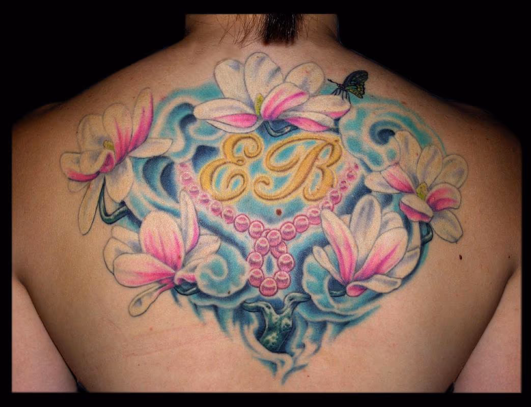 Magnolia flowers, Pearls and EB