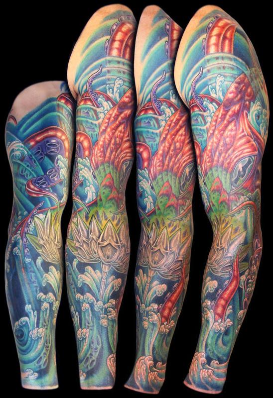 Octopus, Water and Mech Lotus Cover Up Sleeve