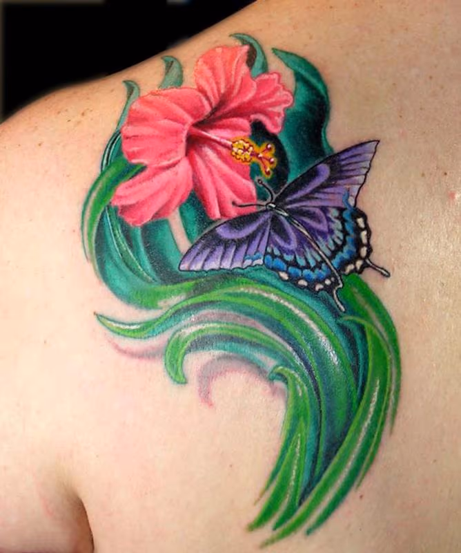 Hibiscus Flower and Butterfly