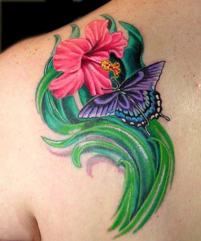Hibiscus Flower and Butterfly