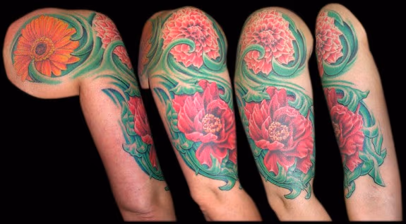 Gerber Dasiy, Dahlia and Peony Floral Sleeve