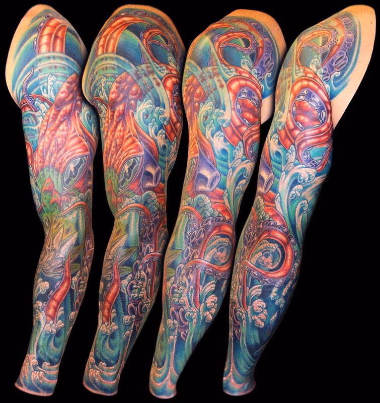 Octopus, Water and Mech Lotus Cover Up Sleeve