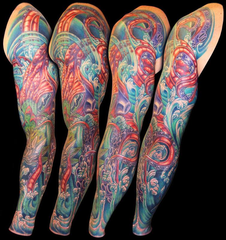 Octopus, Water and Mech Lotus Cover Up Sleeve