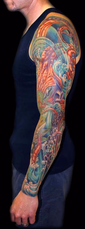 Octopus, Water and Mech Lotus Cover Up Sleeve