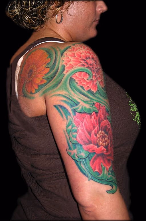 Gerber Daisy, Dahlia and Peony Floral Sleeve