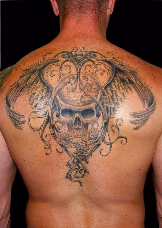 Winged Skull and Filigree