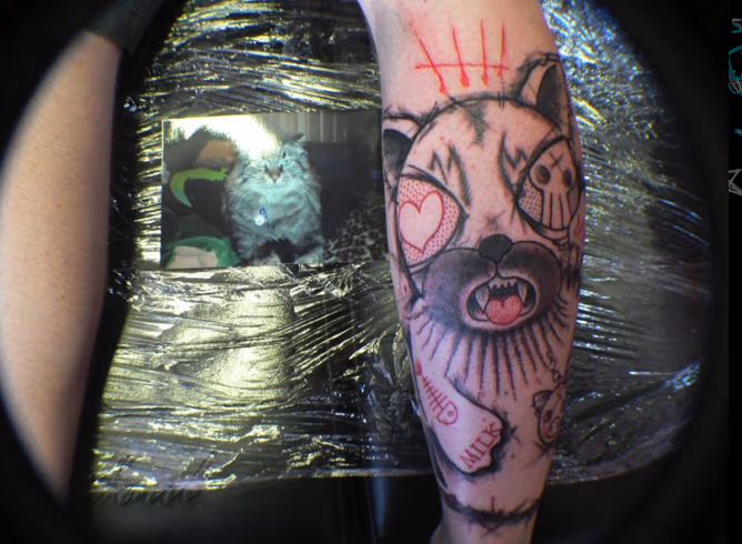 Abstract Cat Portrait Tattoo