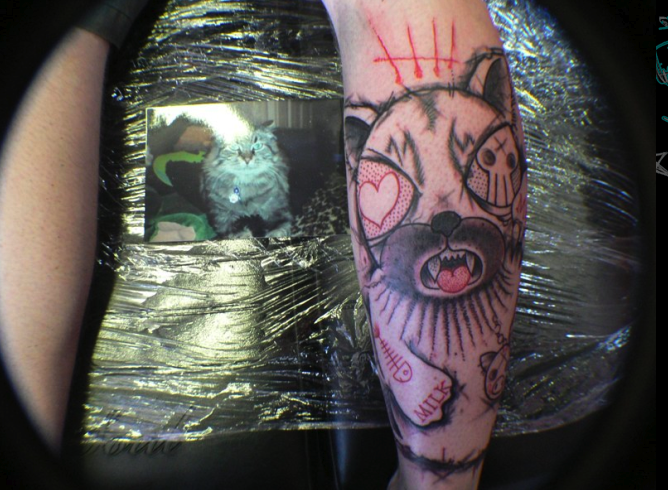 Abstract Cat Portrait Tattoo