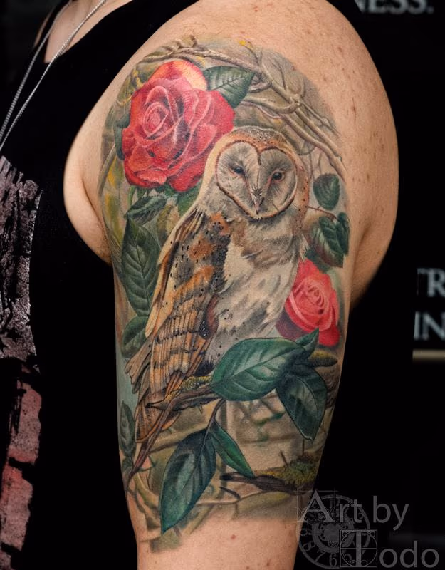 Owl and Roses