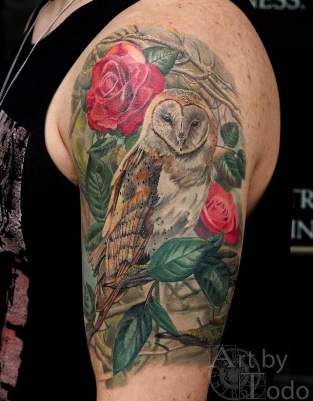 Owl and Roses