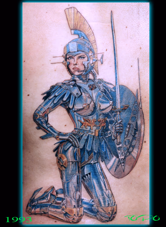 Chrome Sorayama robot tattoo