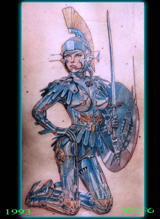 Chrome Sorayama robot tattoo