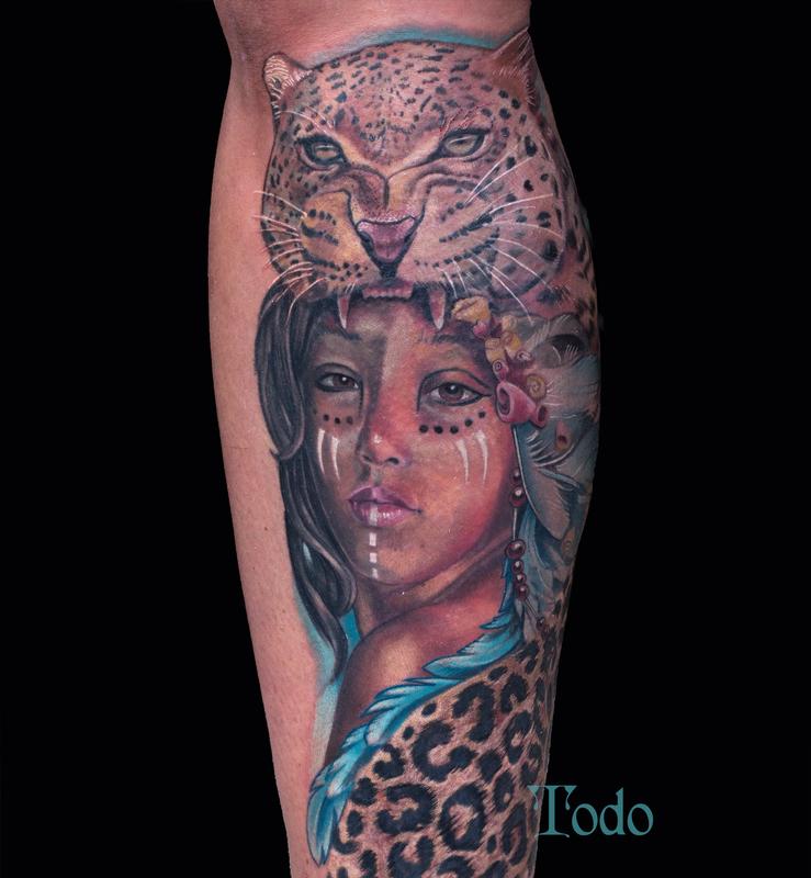 Leopard and girl