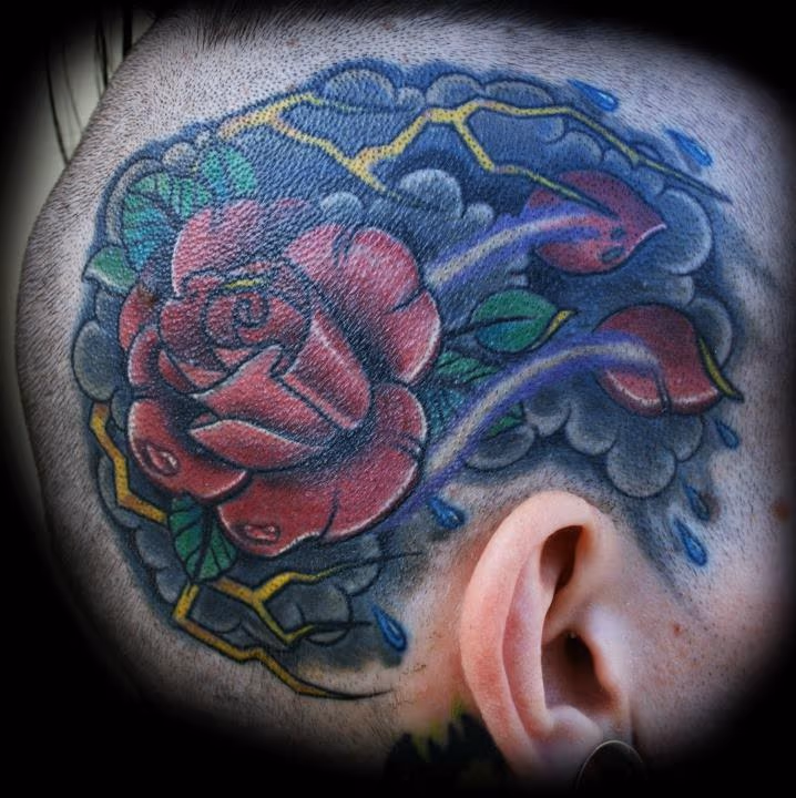 Rose in storm