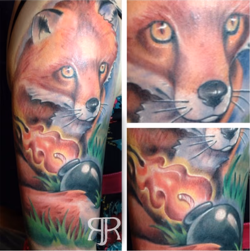 Freehand fox and bomb