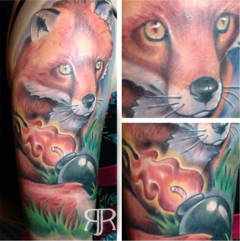 Freehand fox and bomb