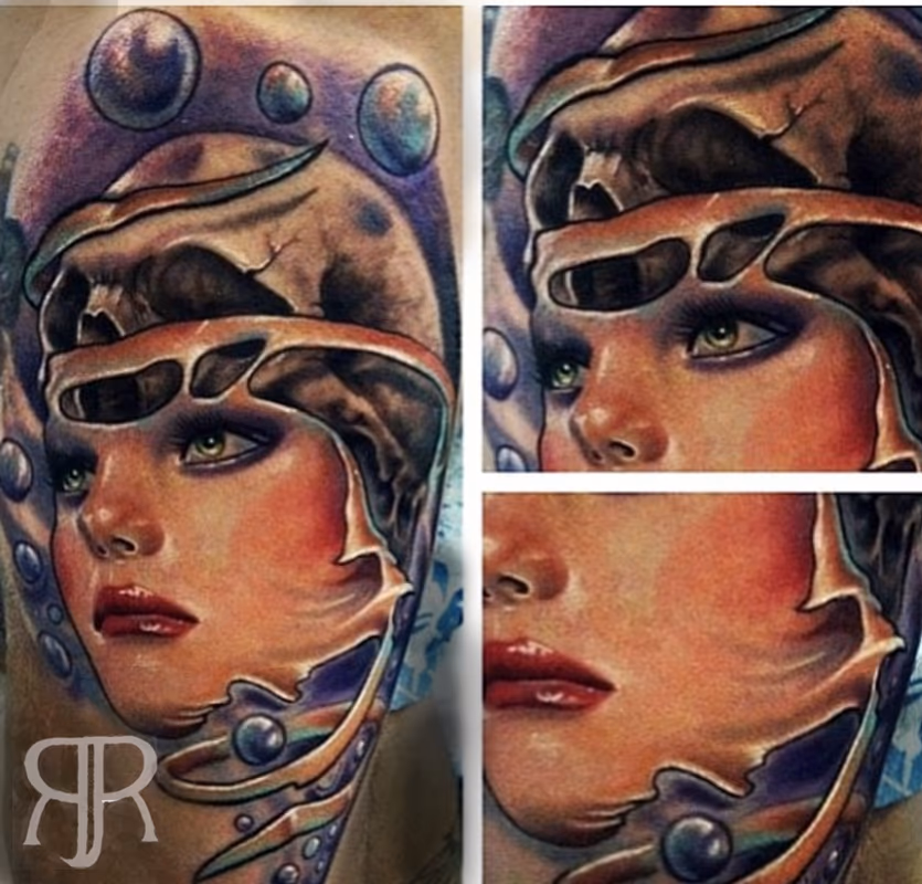Unraveling woman face / skull