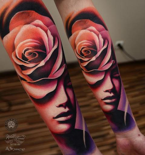 Color Rose Woman Tattoo