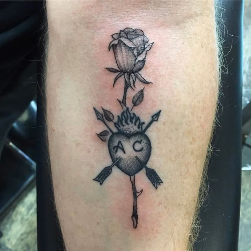 Rose and Heart Tattoo