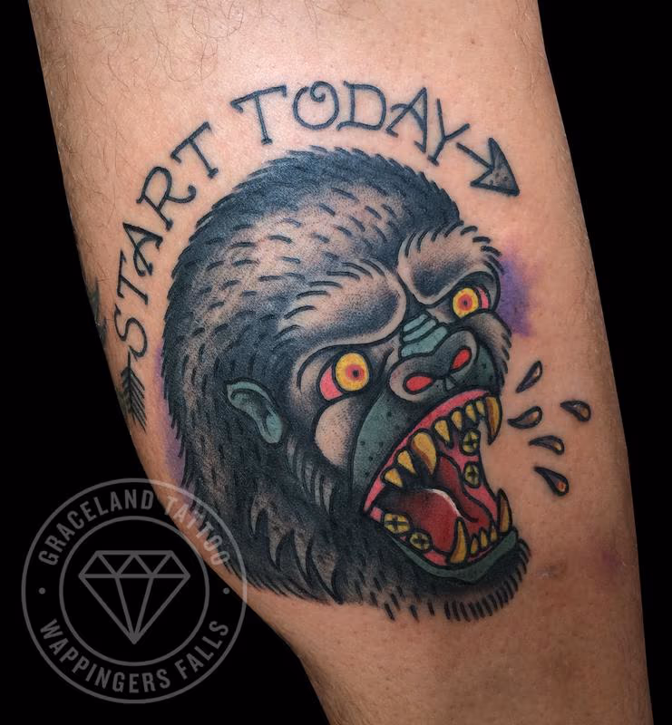 Traditional Gorilla Tattoo