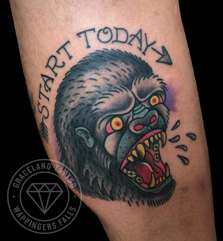 Traditional Gorilla Tattoo