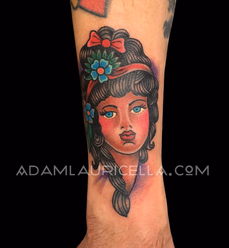 Sailor Jerry Girl Head Tattoo