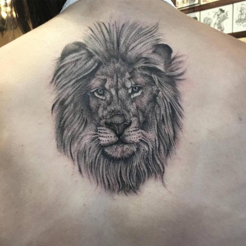 Black and Grey Lion Portrait