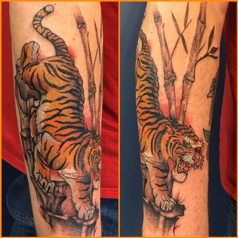 Tiger and Bamboo Tattoo